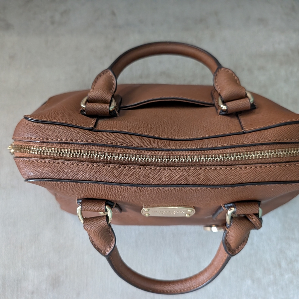 MICHAEL Michael Kors LAILA  Brown Leather Satchel - Picture 9 of 16